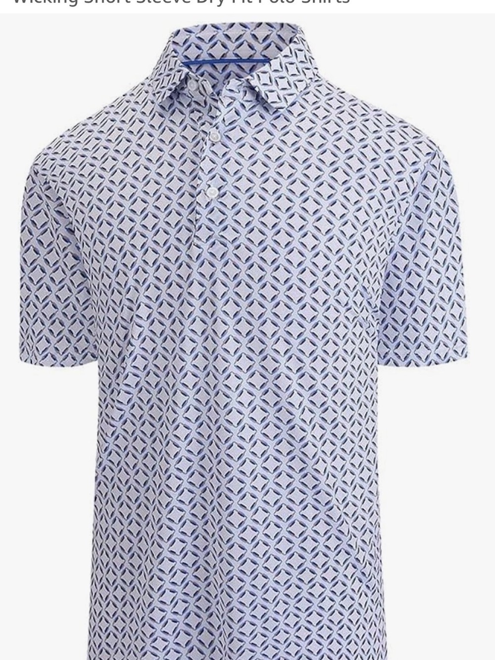 ACTFLARE Men's Short Sleeve Geometric Golf/Polo Shirt - Light Blue